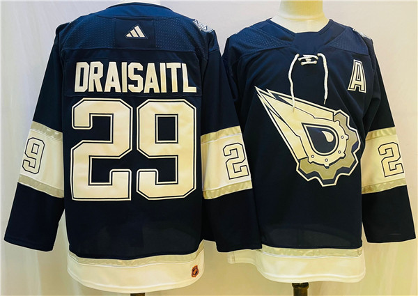 Men's Edmonton Oilers #29 Leon Draisaitl Navy/White Stitched Jersey